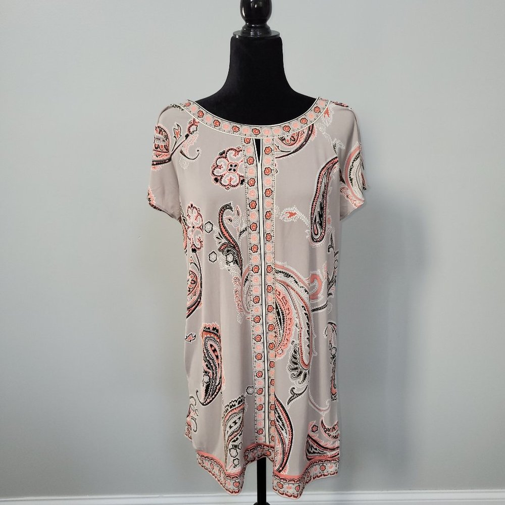 Alfani Coral Beige Paisley Tunic M